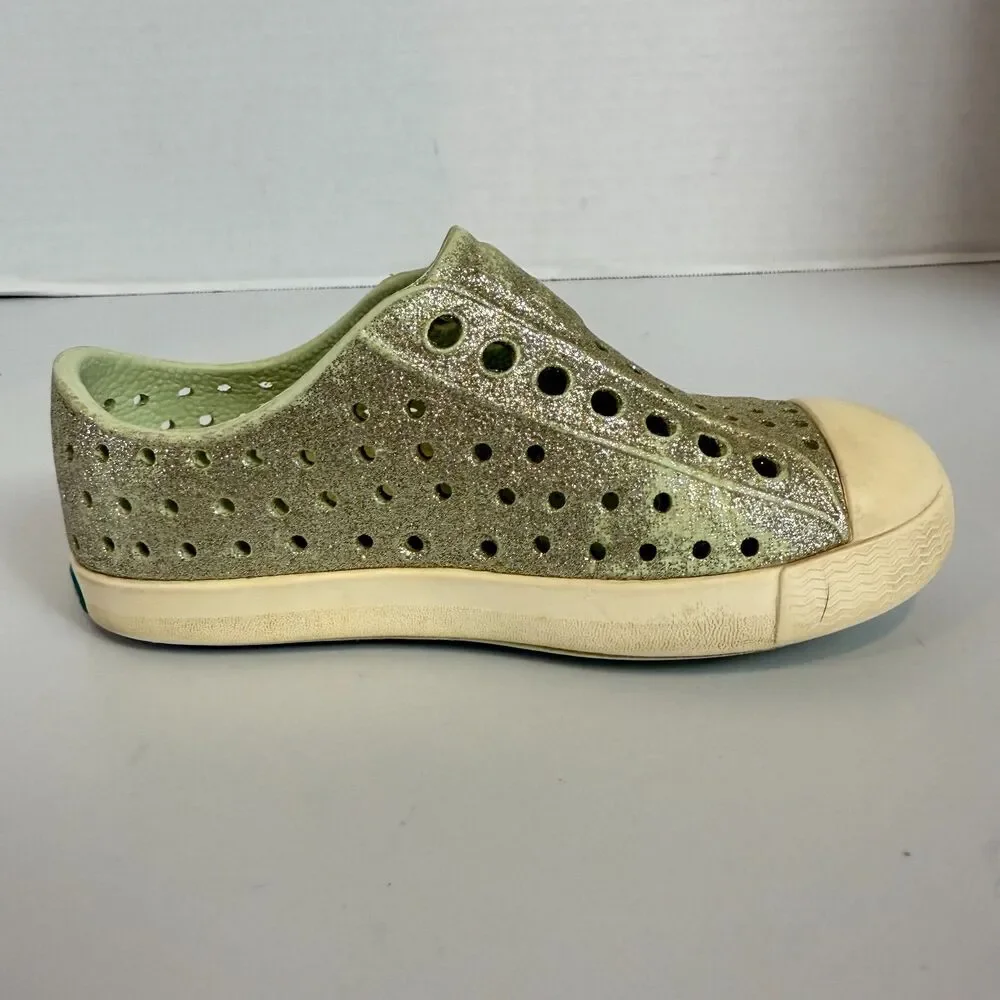 Native Jefferson Little Kids Green Glitter Slip On Shoes Size C 8